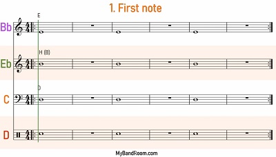 First note beginner band lesson