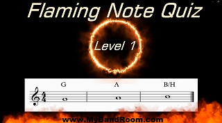 Flaming Note Quiz note-reading game